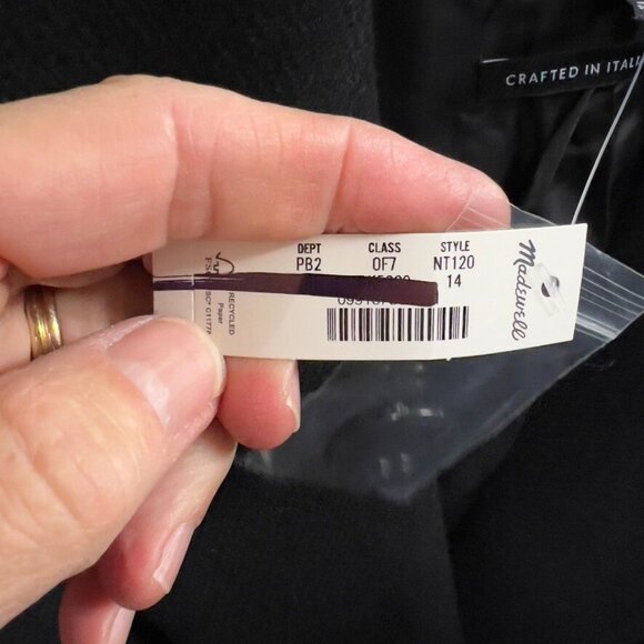 Madewell Womens $298 Blazer Coat in Insuluxe Fabric Black Size 14 NT120 - Picture 10 of 11